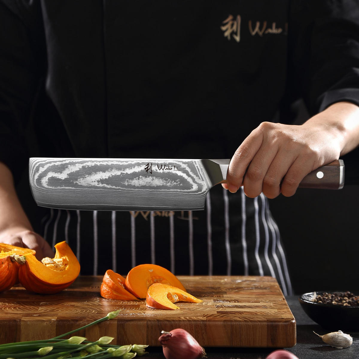 NAKIRIMESSER 18 cm - Nussbaumfarben, Holz/Metall (31cm) - Wakoli