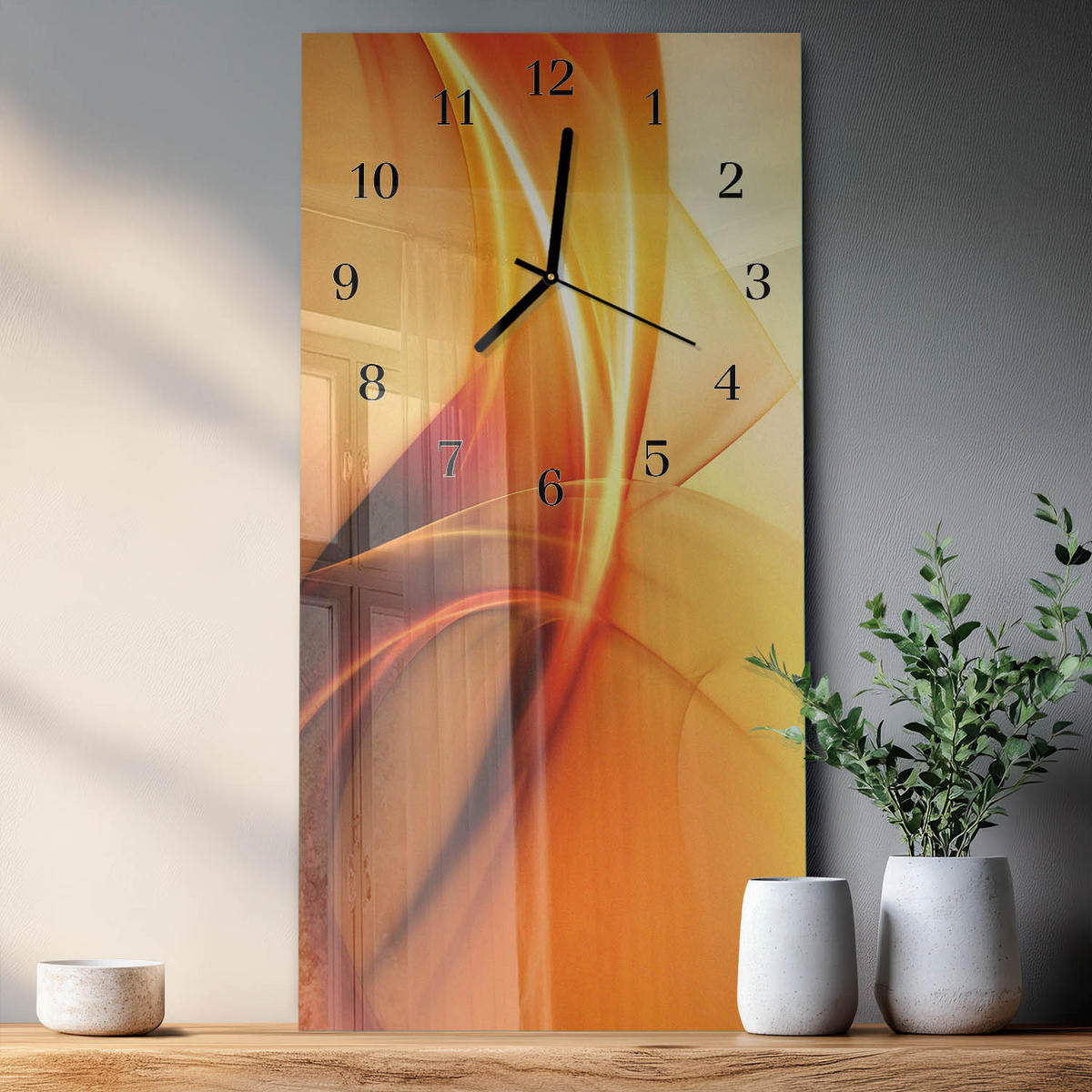 WANDUHR 60x30 cm - Nacht - Orange, Glas (30/60/0.4cm) - TULUP