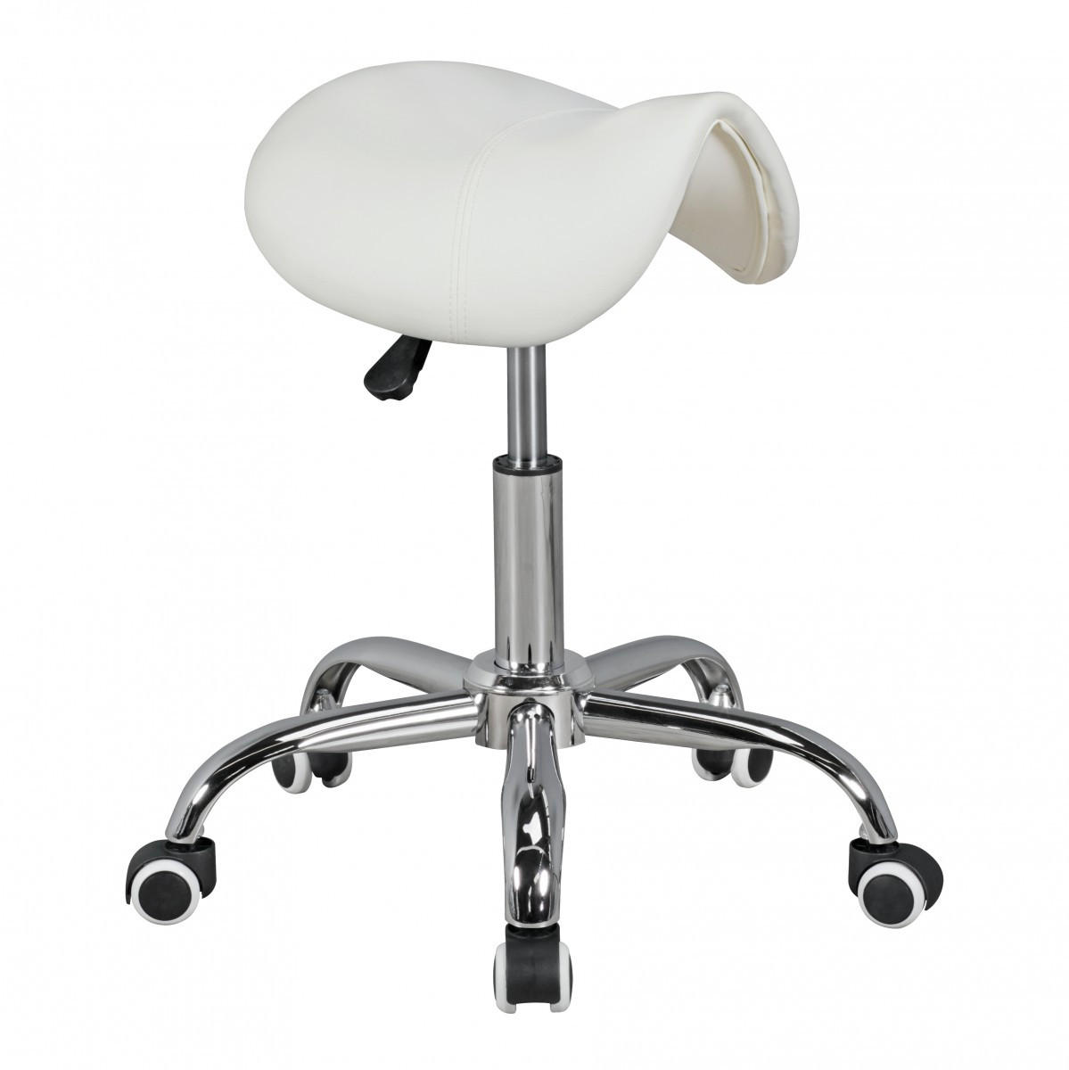 SATTELHOCKER höhenverstellbar mit 100 kg Belastbarkeit BEVANO, Weiß 60x60x60 cm - Silberfarben/Weiß, Kunststoff/Textil (60/60/60cm) - KADIMA DESIGN