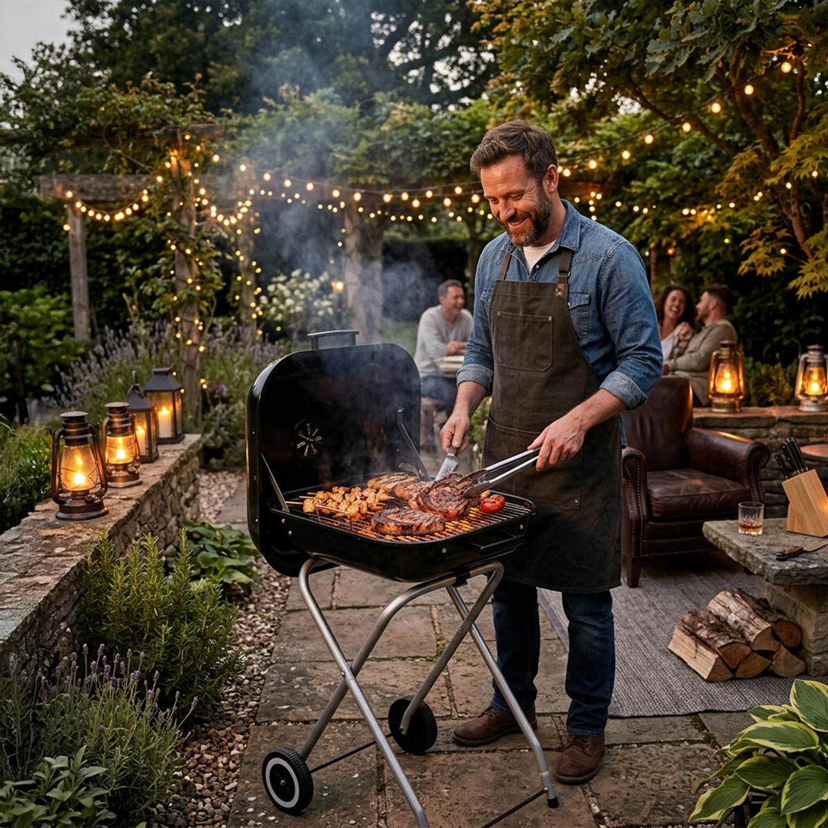 HOLZKOHLEGRILL - Schwarz, Kunststoff/Metall (47/81/54cm) - Relaxdays