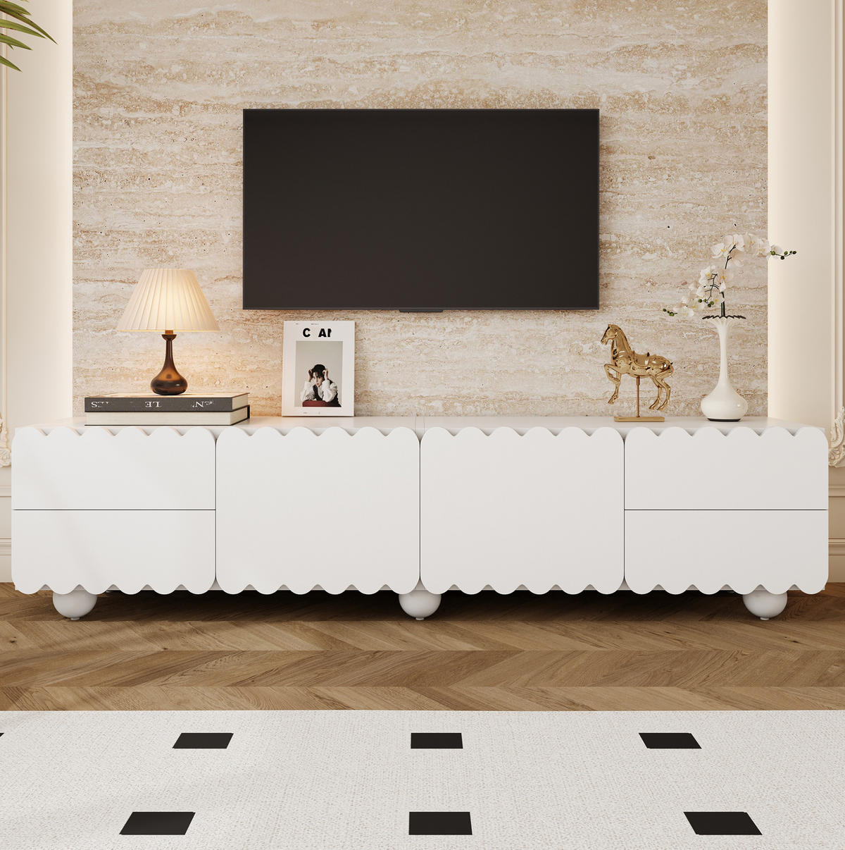 NÍZKÁ komoda z MDF a dřevotřísky, 175/38/37 cm, bílý - bílá, kompozitní dřevo (175/37/38cm) - BEAOK