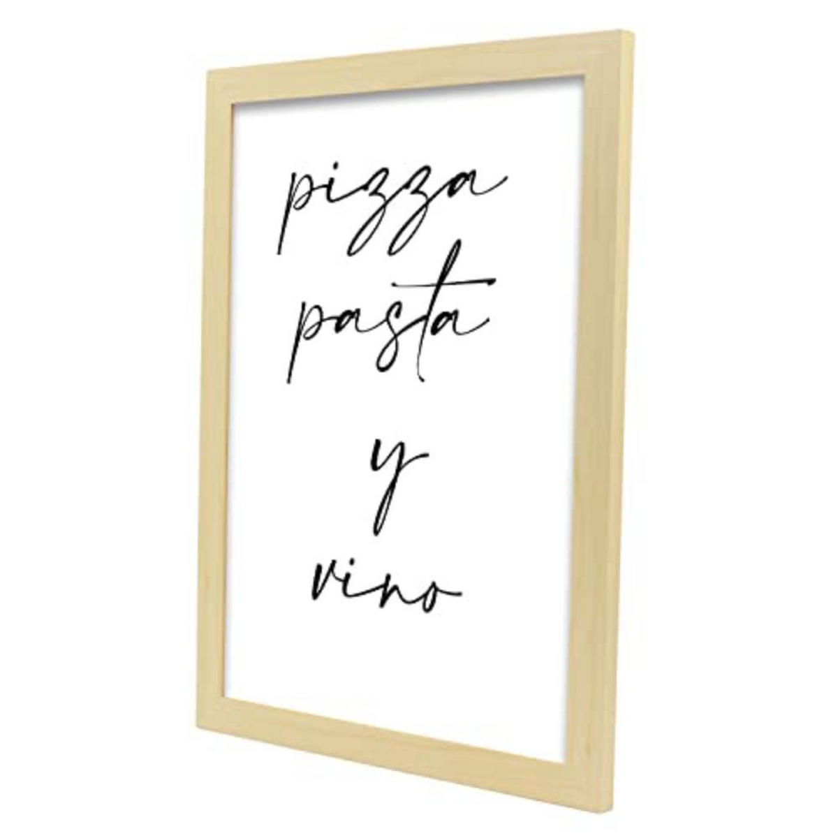 POSTER Set mit 4 Küche TypografieStil A3 Rahmen aus hellem Holz - Beige, Papier (29.7/3cm) - Nacnic