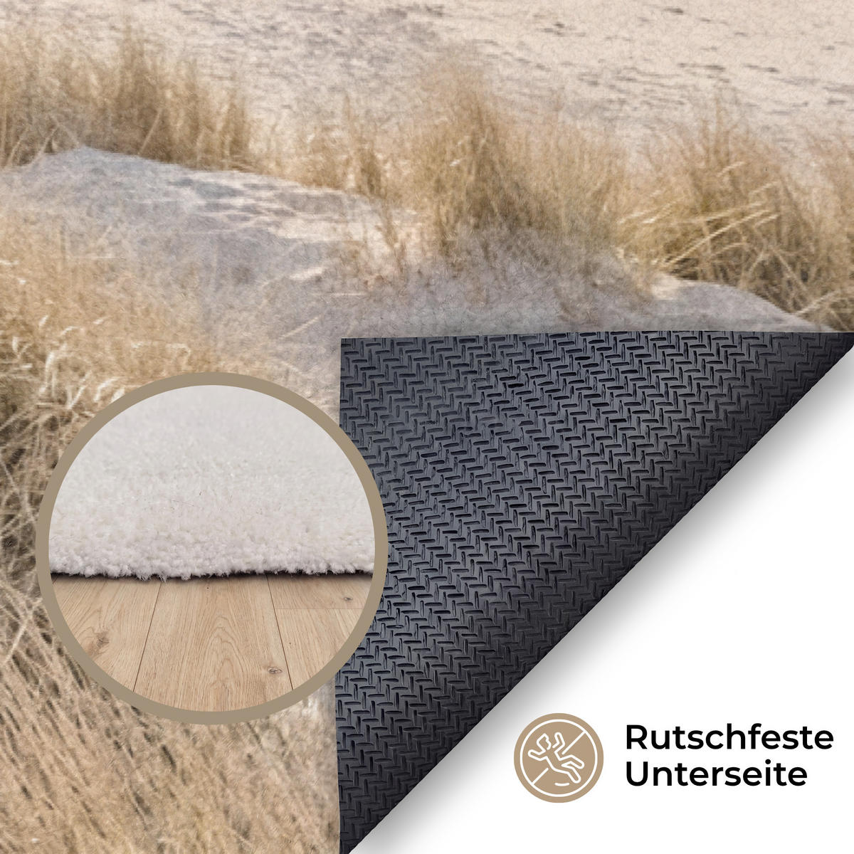 KOBERCE - Duny - Pláž - Béžová - 200x140 cm - piesková, textil/plast (200/0.4cm) - OnlyWow