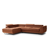 ECKSOFA Concord Kupferfarbe Chenille-Stoff - Links Seite - Schwarz/Kupferfarben, Holz/Holzwerkstoff (203/277cm) - Maison de Reve