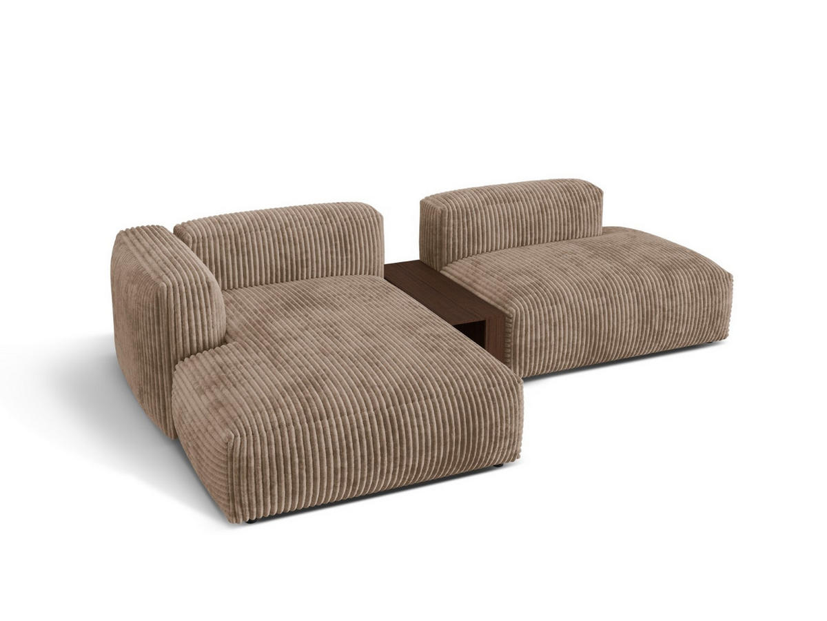 ECKSOFA modular links Martina aus Cord eichel 2 Sitzplätze - Rotbraun, Textil (176/285cm) - Micadoni