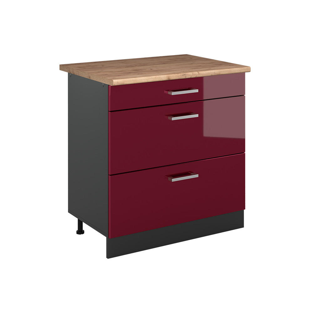 Vicco Küchenunterschrank Rot, Anthrazit 80x81.6x60 cm