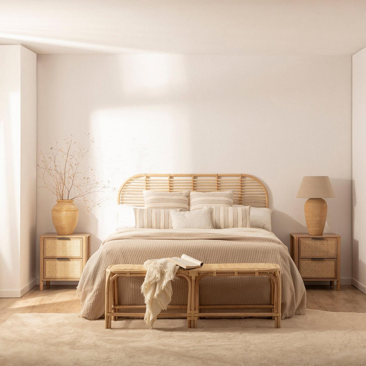 NACHTTISCH 2 SCHUBLADEN Bent Natürlich 47 cm x 55 cm 2er-Set - Naturfarben, Holzwerkstoff (47/55/40cm) - Klast Home