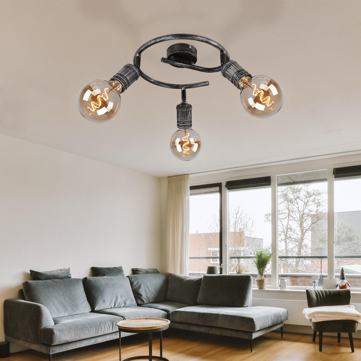 DECKENLEUCHTE Metall Silber mit beweglichen Spots - Silberfarben, Metall (25/25/11cm) - Globo Lighting