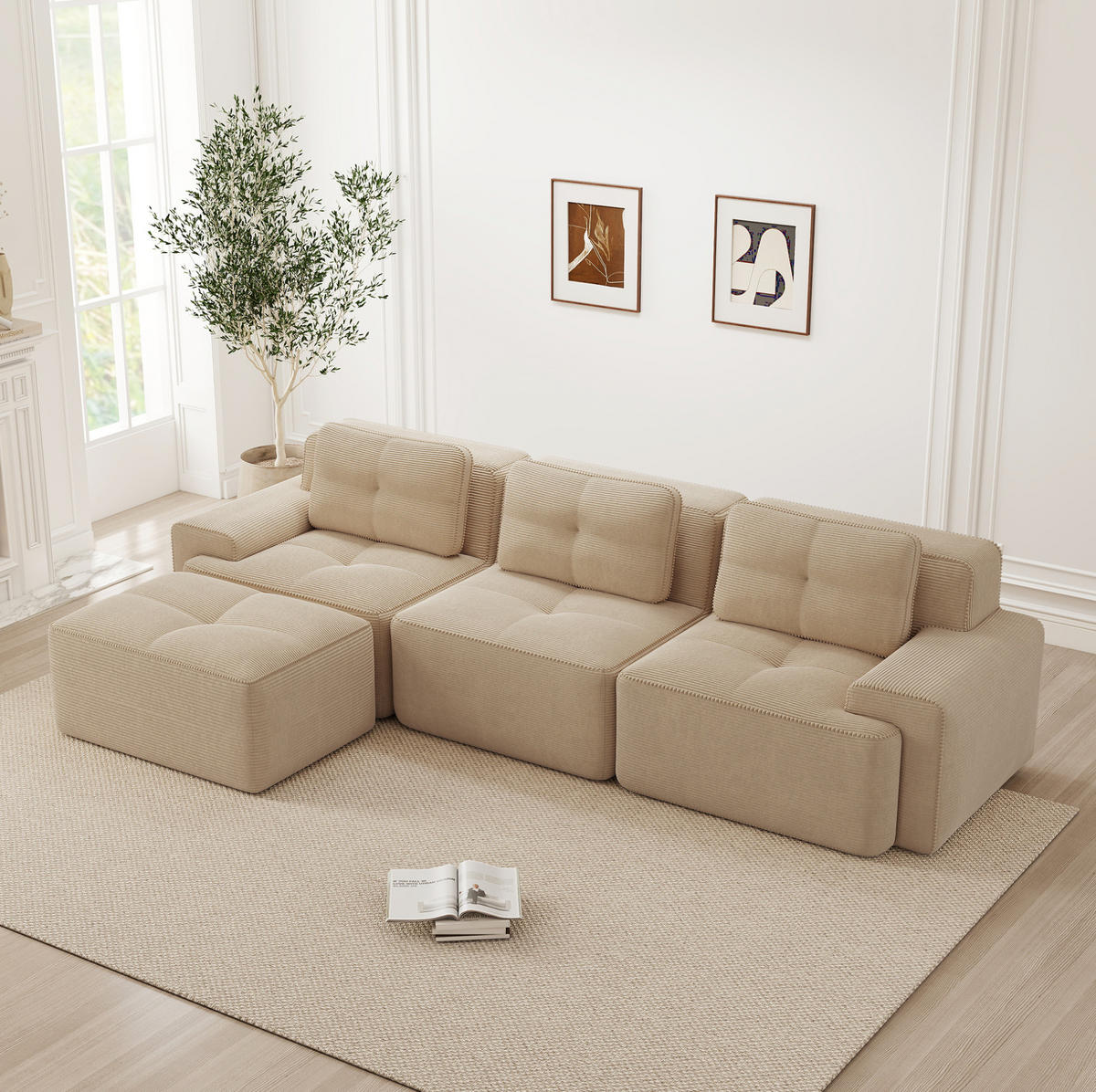 SOFA modular ohne Montage Cord Beige - Beige, Kunststoff (177/293cm) - Meubliv