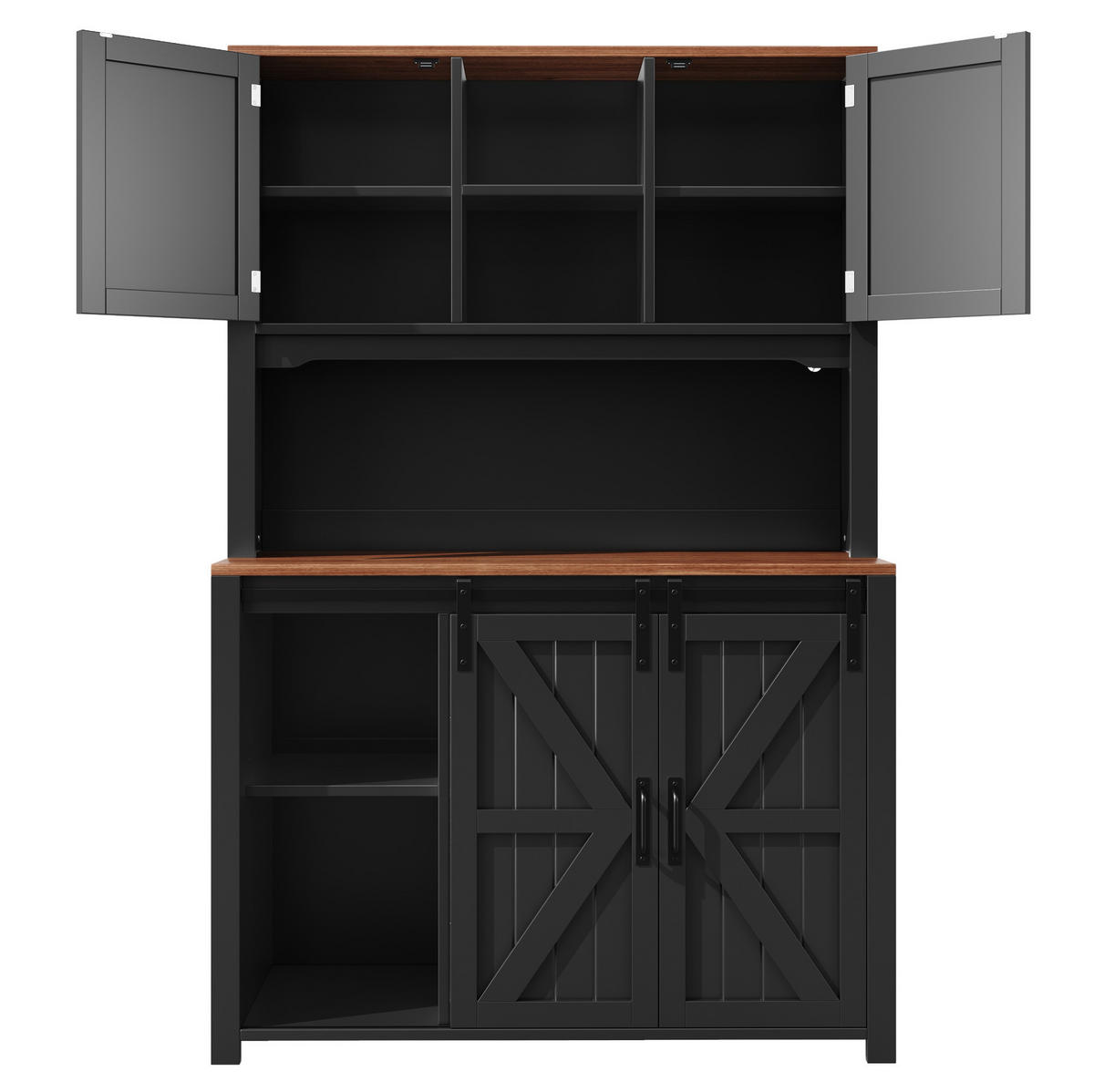 BUFFET 115/40/174,7 cm schwarz aus MDF/Metall mit LED - Schwarz, Holzwerkstoff (115/174.7/40cm) - OKWISH