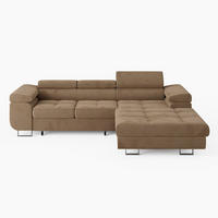 ECKSOFA VEMO CORE Rechts Braun Velours-Stoff mit Schlaffunktion und Bettkasten - Beige, Holz/Metall (280/205cm) - Barchello