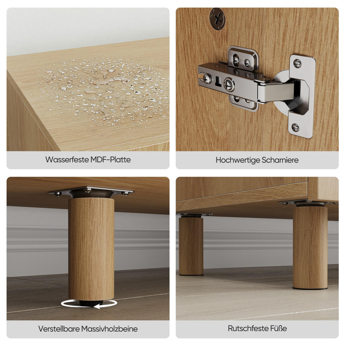 TV-LOWBOARD eiche-optik & bogen-design - Eichefarben, Holzwerkstoff (140/46/40cm) - Urban Meuble