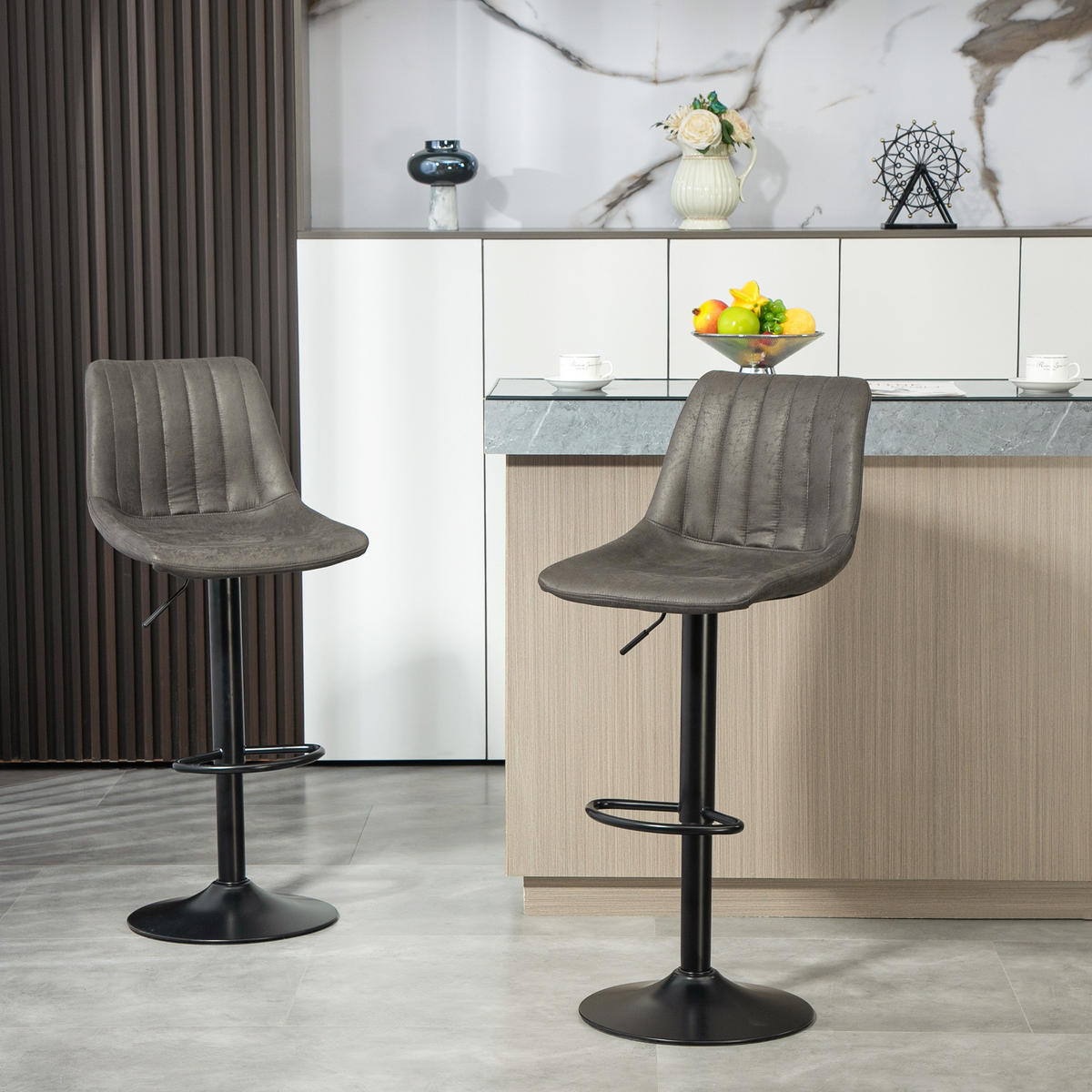 BARHOCKER Mikrofasertuch, Metall Dunkelgrau - Dunkelgrau/Schwarz, Textil/Metall (43/110/46.5cm) - HOMCOM