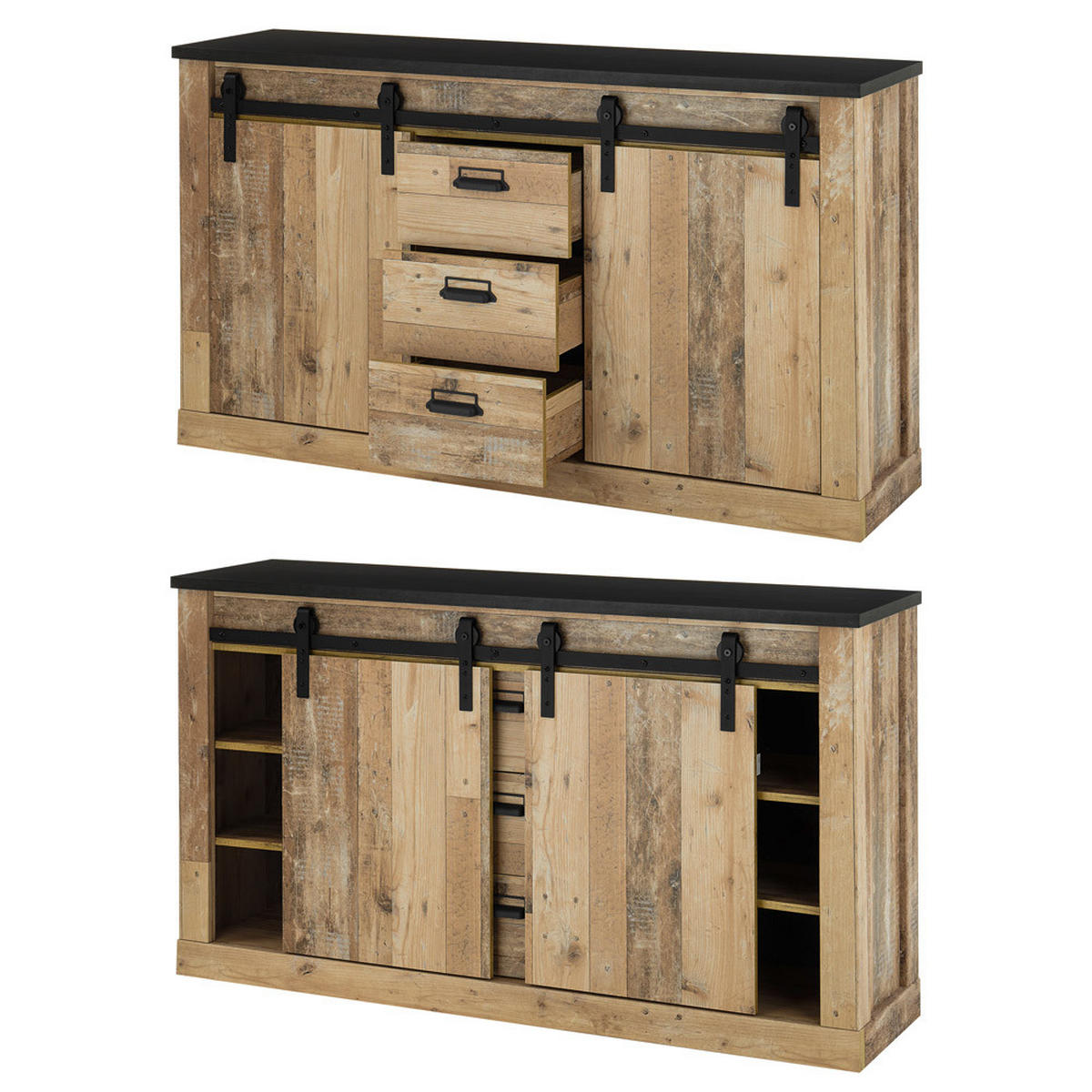 WOHNZIMMER-SET 6-TLG. Shelton-61 - Braun, Holzwerkstoff (570/201/43cm) - Lomado