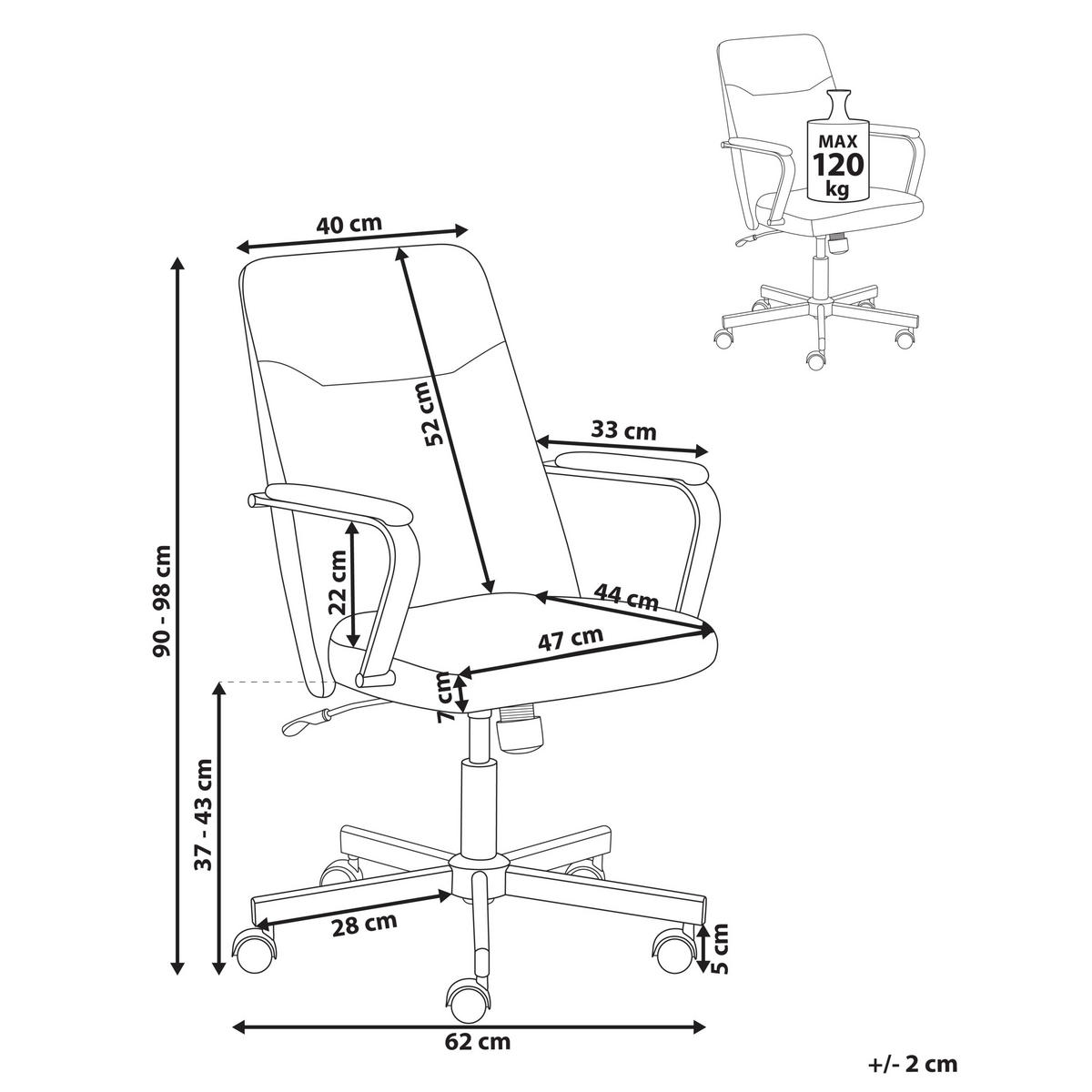 BÜROSTUHL Bouclé Weiß Caroga - Weiß, Textil (62/90/62cm) - Beliani