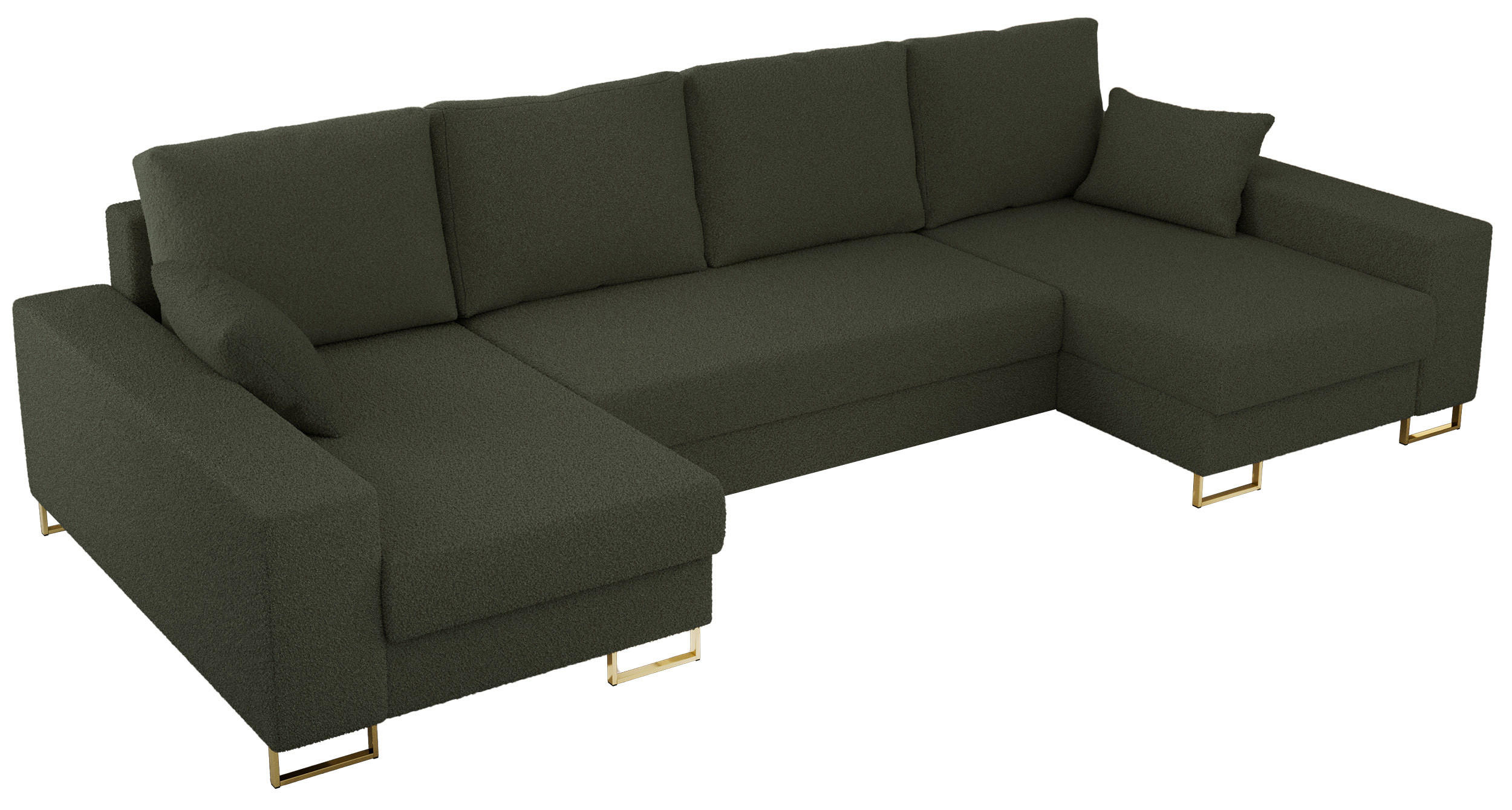 WOHNLANDSCHAFT DORIAN U Bouclé Grün - Goldfarben/Grün, Textil/Metall (312/95/138cm) - MKS