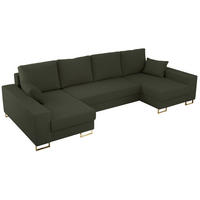 WOHNLANDSCHAFT DORIAN U Bouclé Grün - Goldfarben/Grün, Textil/Metall (312/95/138cm) - MKS