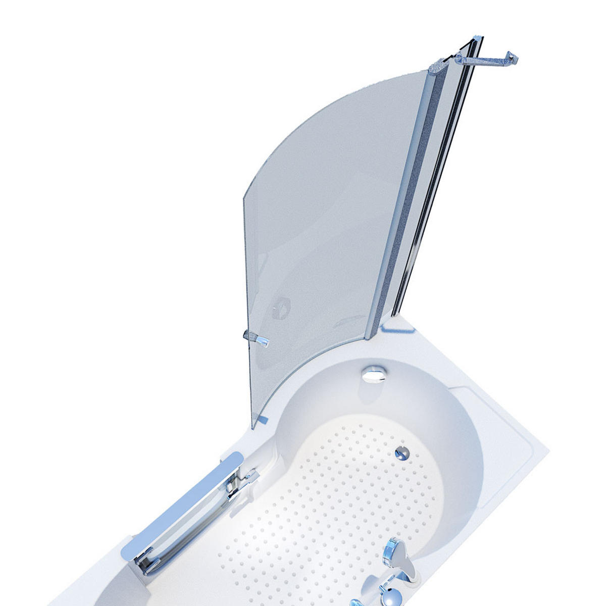 SENIORENDUSCHE mit Tür S12D-EH-R-EC 85x170 cm - Weiß, Glas/Kunststoff (85/170/200cm) - AcquaVapore by Sandra Jentho