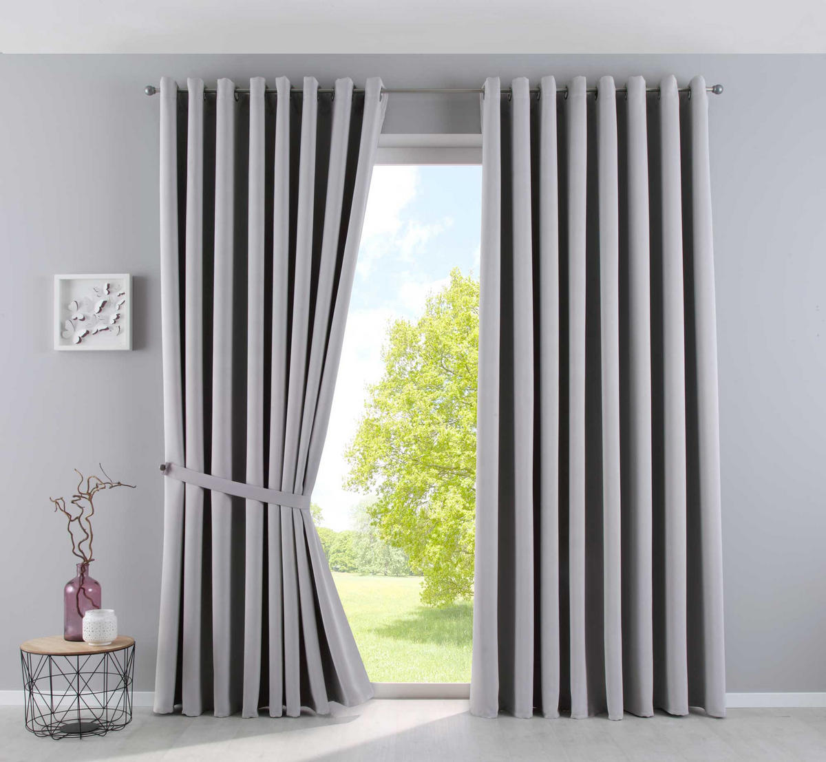 VORHANG »NEW YORK« HxB 225x140 cm Grau - Grau, Textil (140/225cm) - Gardinenbox