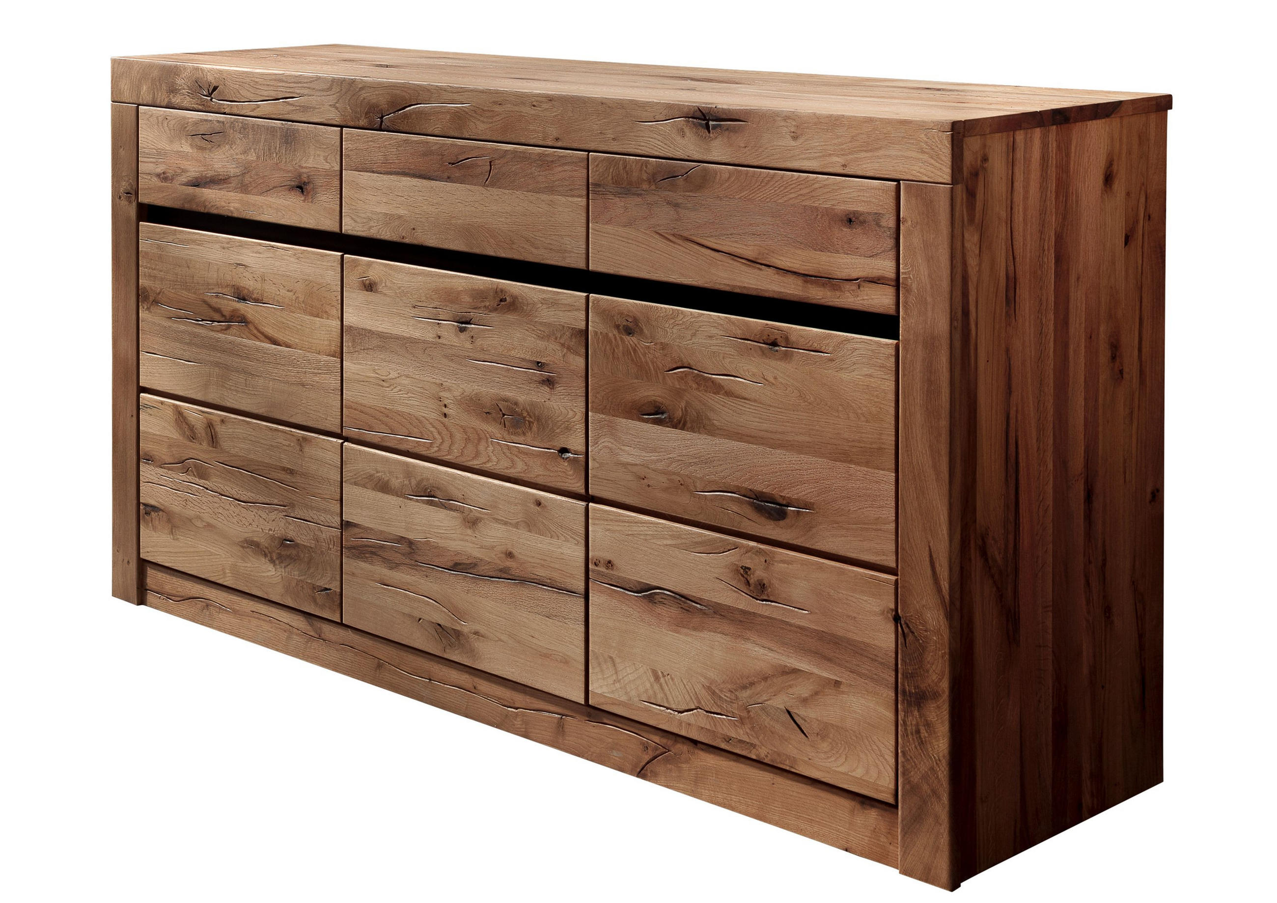 SIDEBOARD Wildeiche / Zerreiche 150x43x80 natur geölt MONTREUX #151 - Braun, Holz (150/80/43cm) - Massivmoebel24