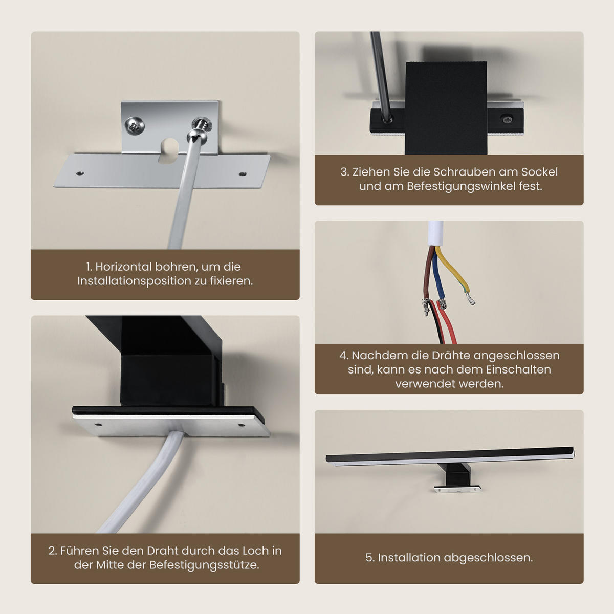 SPIEGELLEUCHTE LED Schwarz 6000K 40/10,5/4 cm - Schwarz, Kunststoff (4/40/10.5cm) - EMKE