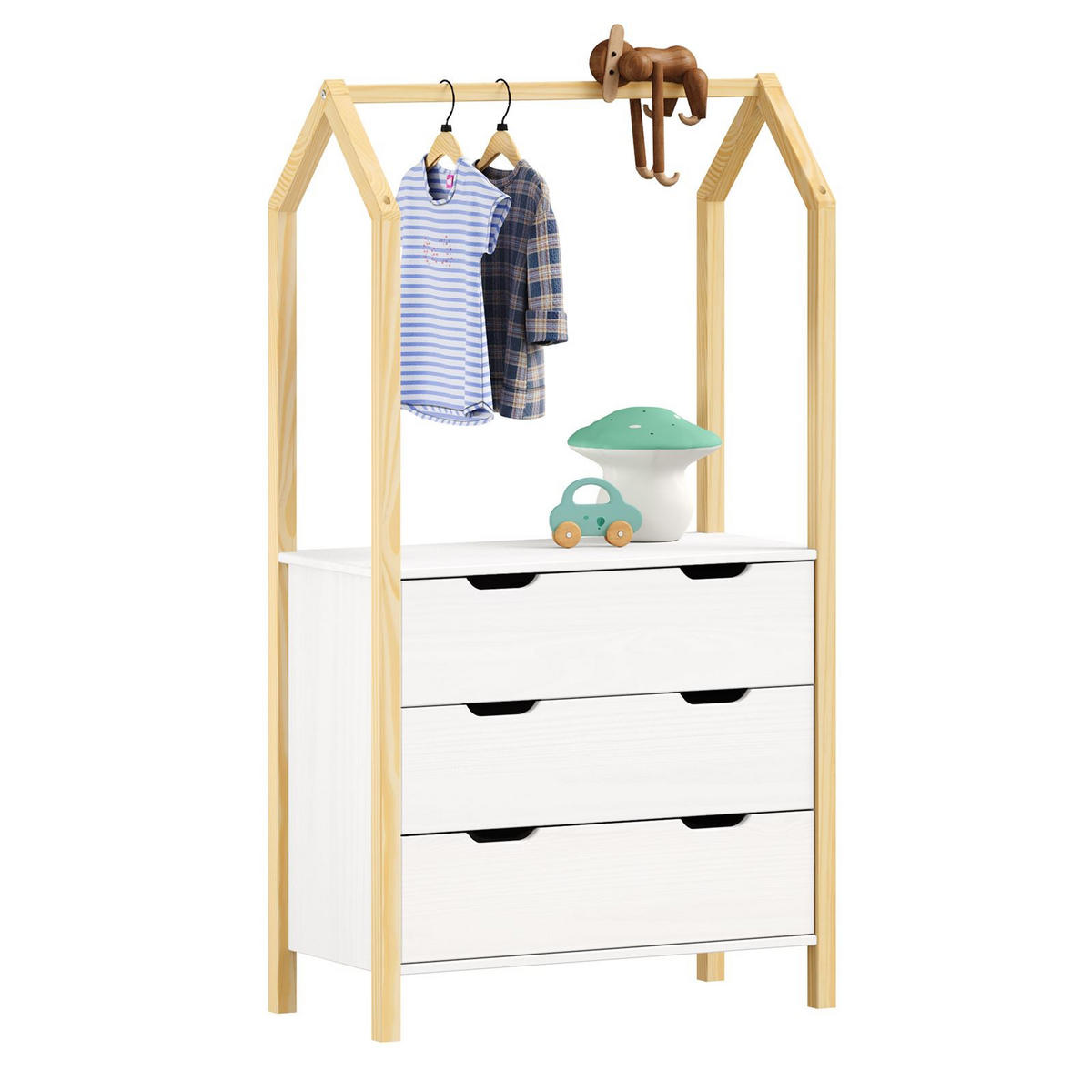 KOMMODE AMIRA - Naturfarben/Weiß, Holz (83/152/41cm) - IDIMEX