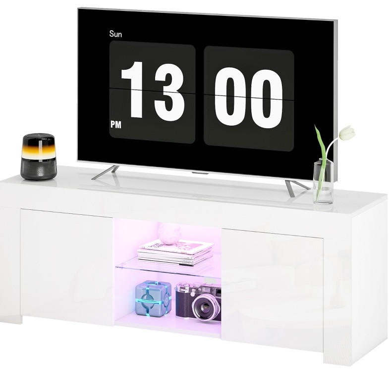 LOWBOARD 120/34/45 cm Weiß aus Glas mit LED-Beleuchtung - Weiß, Glas (34/45/120cm) - OKMYHOME