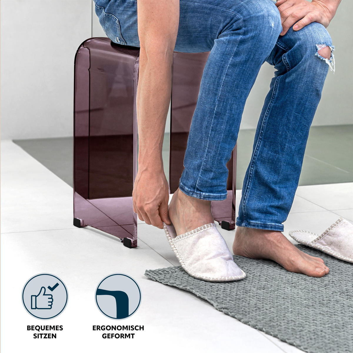 DUSCHHOCKER, lila, Kunststoff - Mauve, Kunststoff (32/48.5/27cm) - bremermann