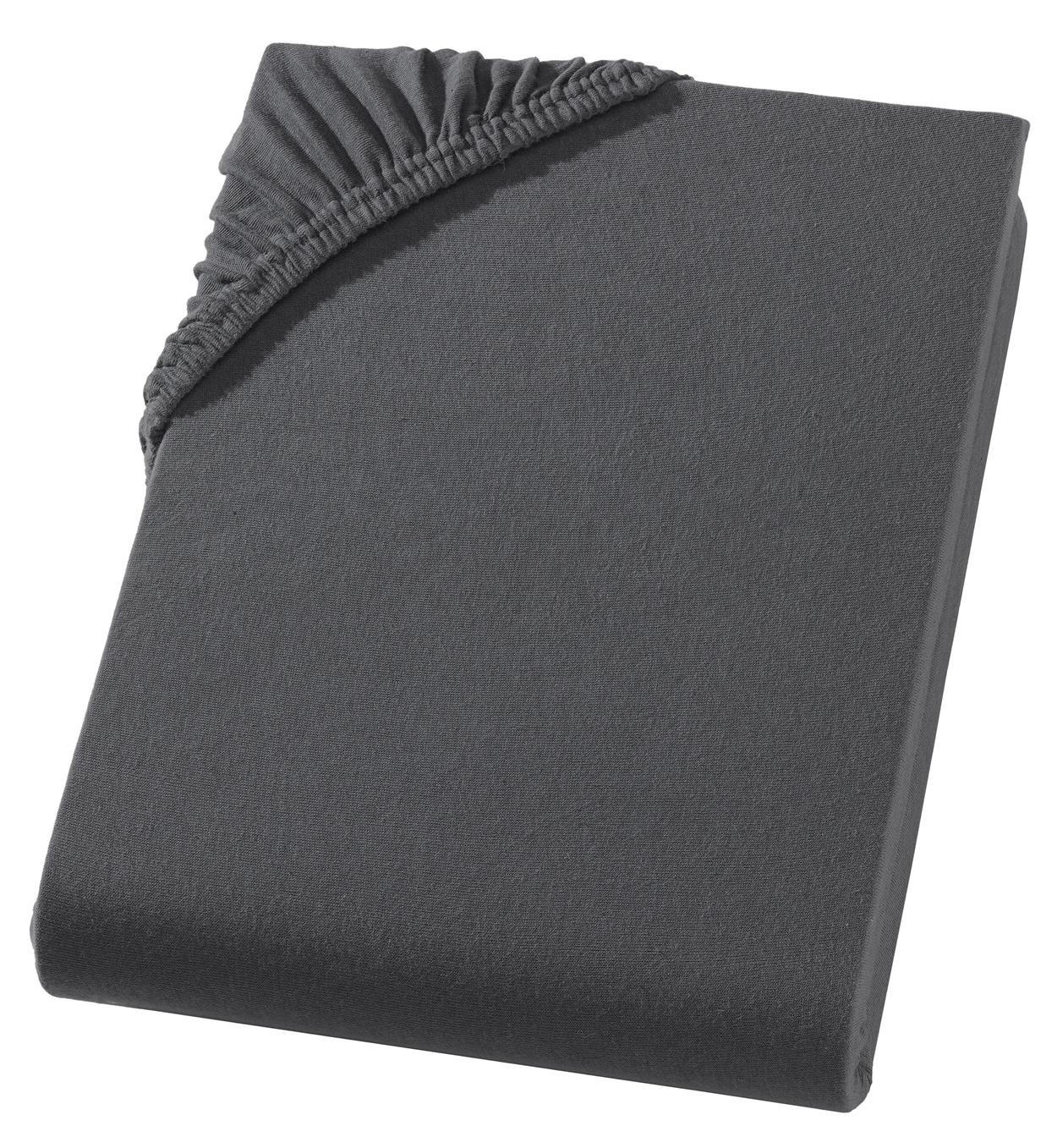 JERSEY-SPANNBETTLAKEN 100x200 cm aus 100% Baumwolle, Bettlaken Anthrazit Uni - Anthrazit, Textil (100/200cm) - Carpe Sonno
