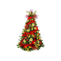 LAALU WEIHNACHTSBAUM geschmückt künstlich mit 152 Ornamenten PREMIUM CAESAR 180 cm Baum mit Ständer und Weihnachtsornamenten - Rot/Grün, Kunststoff (180cm) - LAALU