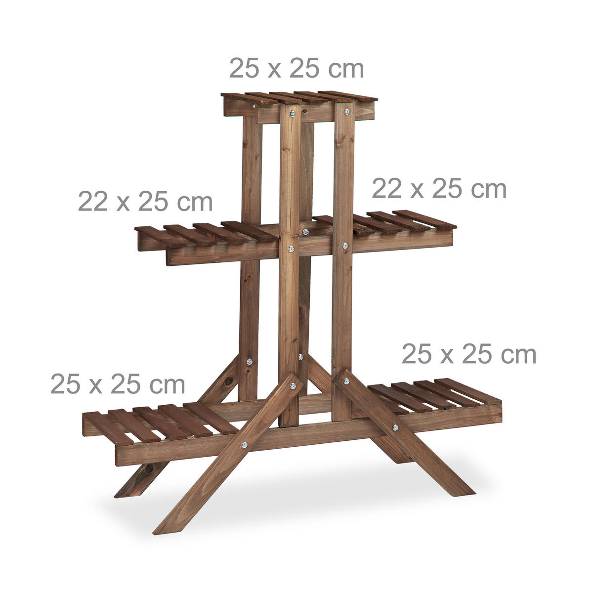 BLUMENTREPPE - Dunkelbraun, Holz (83/82.5/28.5cm) - Relaxdays