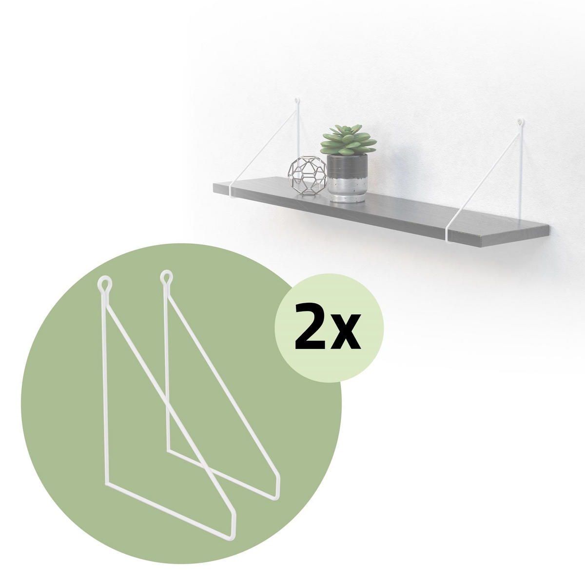 REGALHALTERUNG 2er Set 200mm Weiss - Weiß, Metall (25/25/20cm) - ML-DESIGN