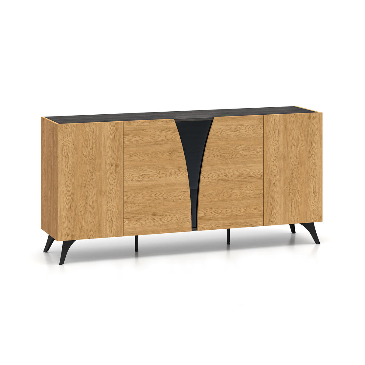 Petits-meubles SIDEBOARD Schwarz 170cm × 40cm × 82cm