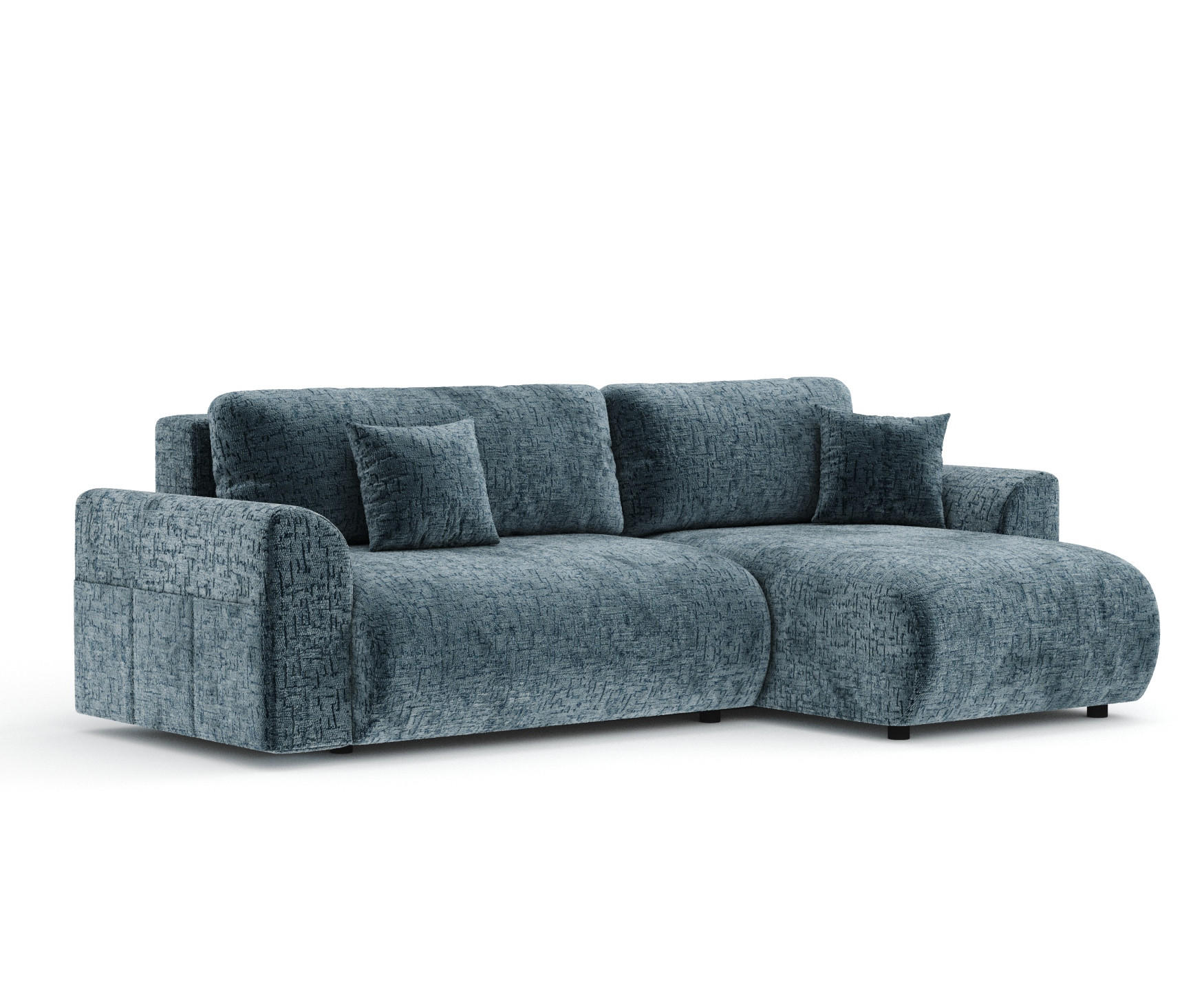 ECKSOFA MIT SCHLAFFUNKTION Bodega Blau Grau Chenille - Blau/Blaugrau, Holz/Holzwerkstoff (235/138cm) - Maison de Reve