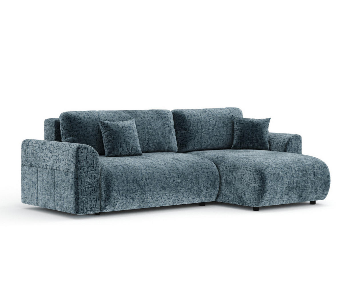 ECKSOFA MIT SCHLAFFUNKTION Bodega Blau Grau Chenille - Blau/Blaugrau, Holz/Holzwerkstoff (235/138cm) - Maison de Reve