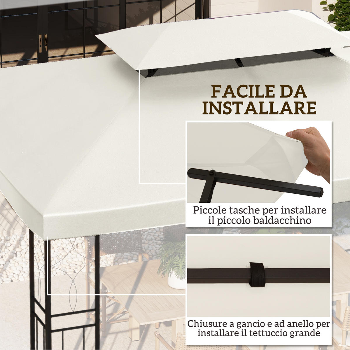 ERSATZDACH, 3x4 m wasserdichte Polyesterplane für Pavillon, UV-beständig, beige - Multicolor, Kunststoff (300/0.1/400cm) - FORIOUS