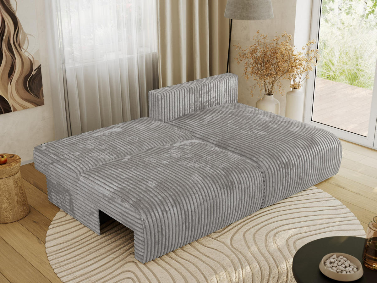 ECKSCHLAFSOFA VIVO L Grau Cord - rechts - Schwarz/Grau, Kunststoff/Textil (150/223cm) - MKS