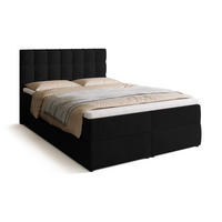 BOXBETT Detroit mit Topper 140/200 Schwarz - Schwarz, Holzwerkstoff/Textil (140/200cm) - Bromarkt