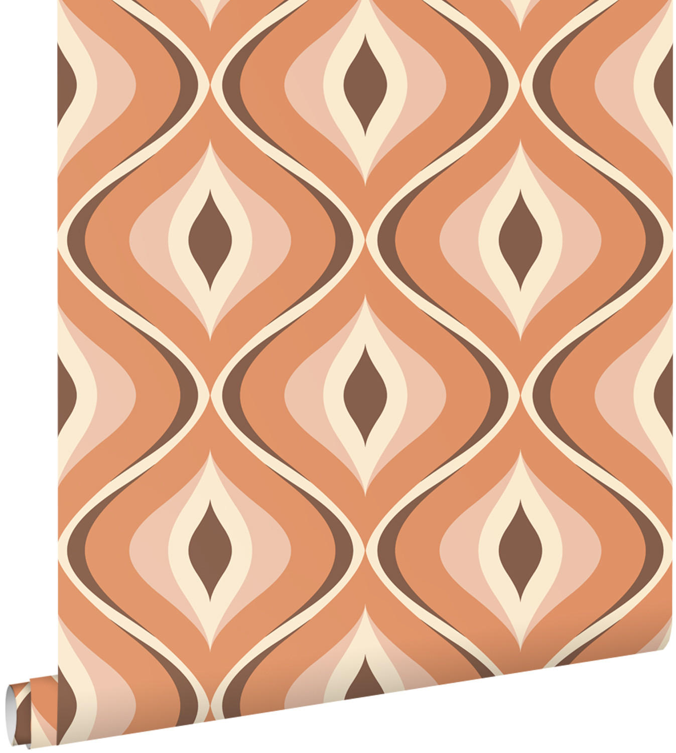 TAPETE Retro-Ornamente 53 cm x 10.05 m - Orange, Papier (53/1000cm) - ESTAhome