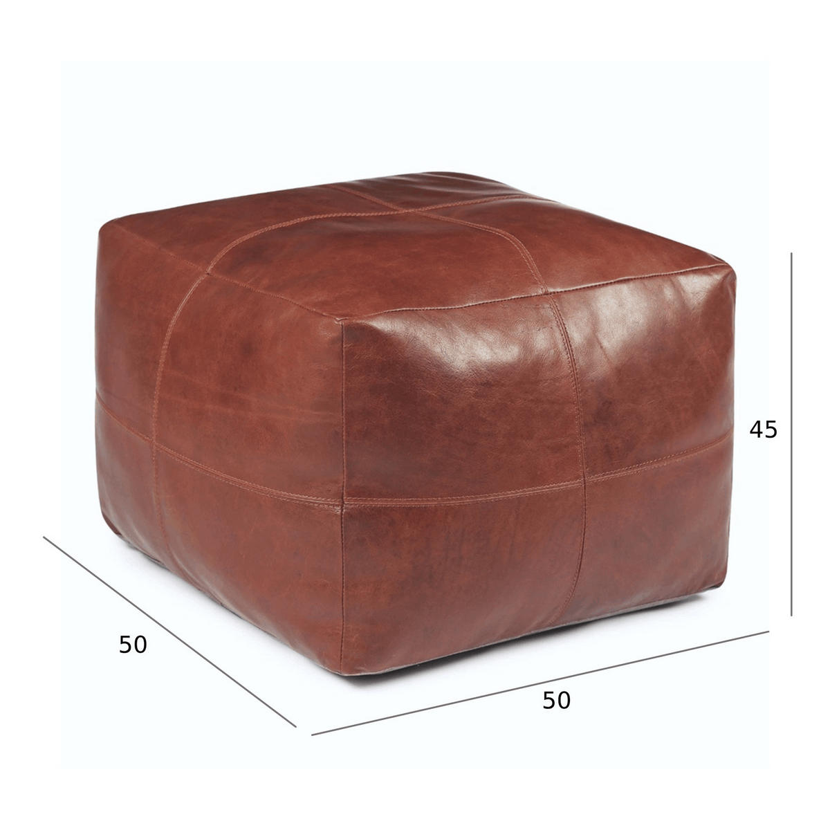 POUF 50/50/45 cm Echtleder Braun - Braun, Leder (50/45/50cm) - Furnhouse