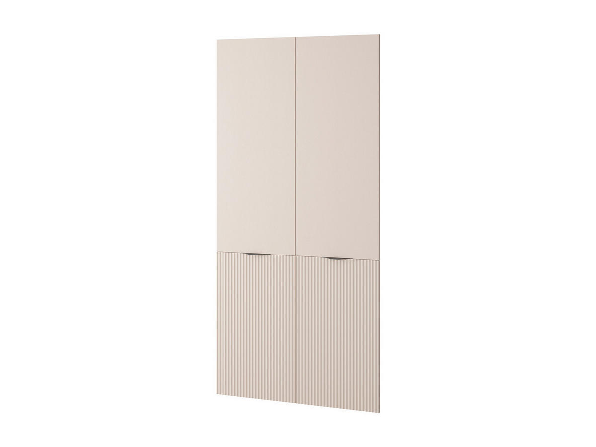 KLEIDERSCHRANK ZEN (Modular, Beige Matt, Rillenfront, 6-türig) - Beige/Schwarz, Holz/Holzwerkstoff (303/200/51cm) - Ravio