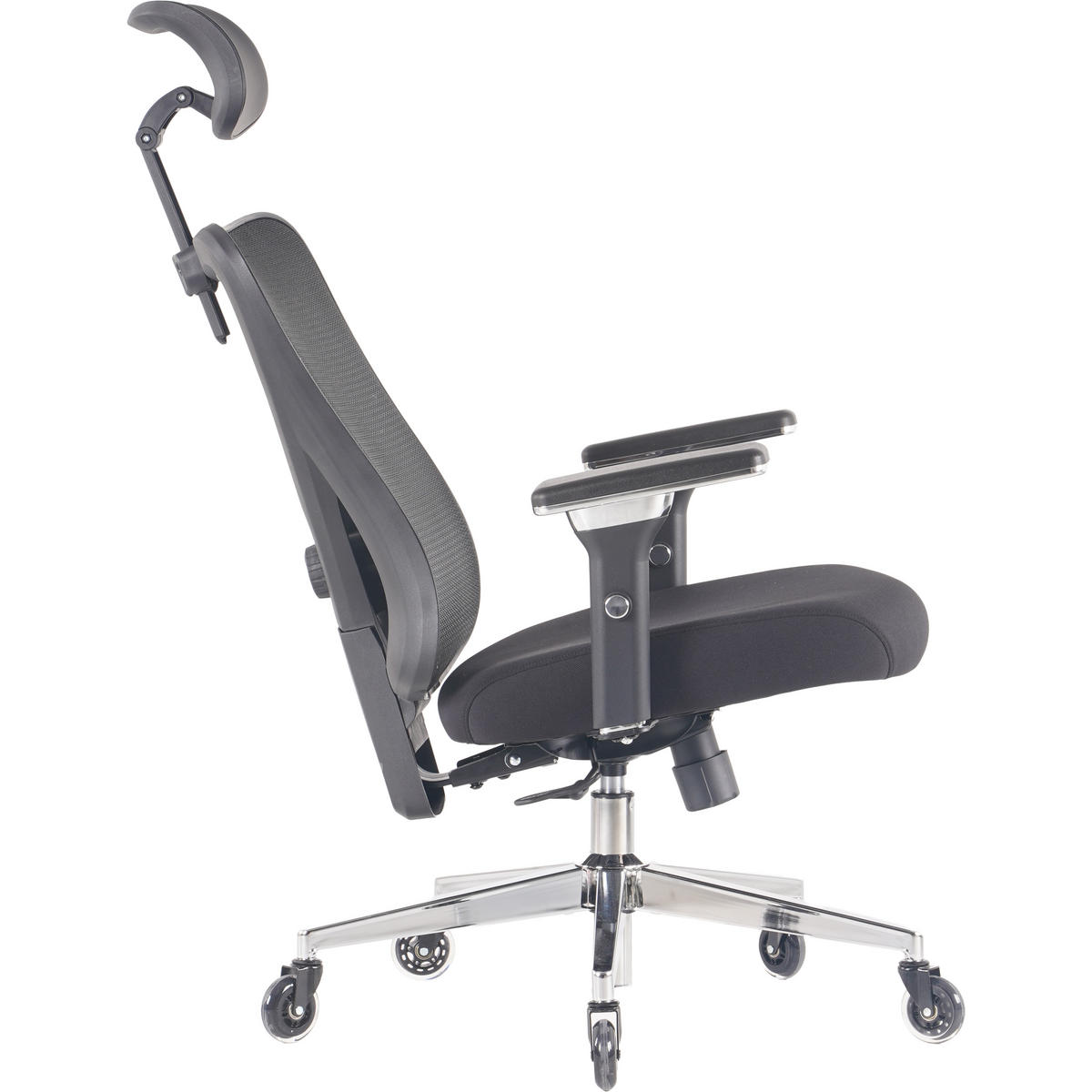 BÜROSTUHL CleverSeat Schwarz - Silberfarben/Schwarz, Kunststoff/Textil (70/134/70cm) - Clouvou