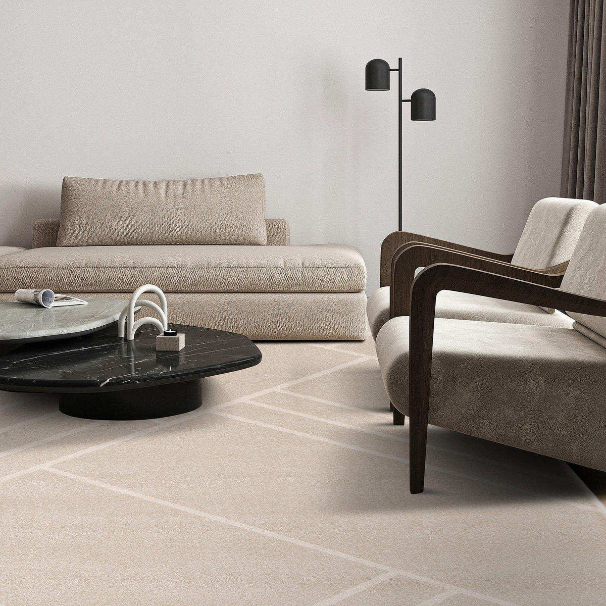 TEPPICH Designer sehr weich beige - Beige, Textil (120/170cm) - AFK Living