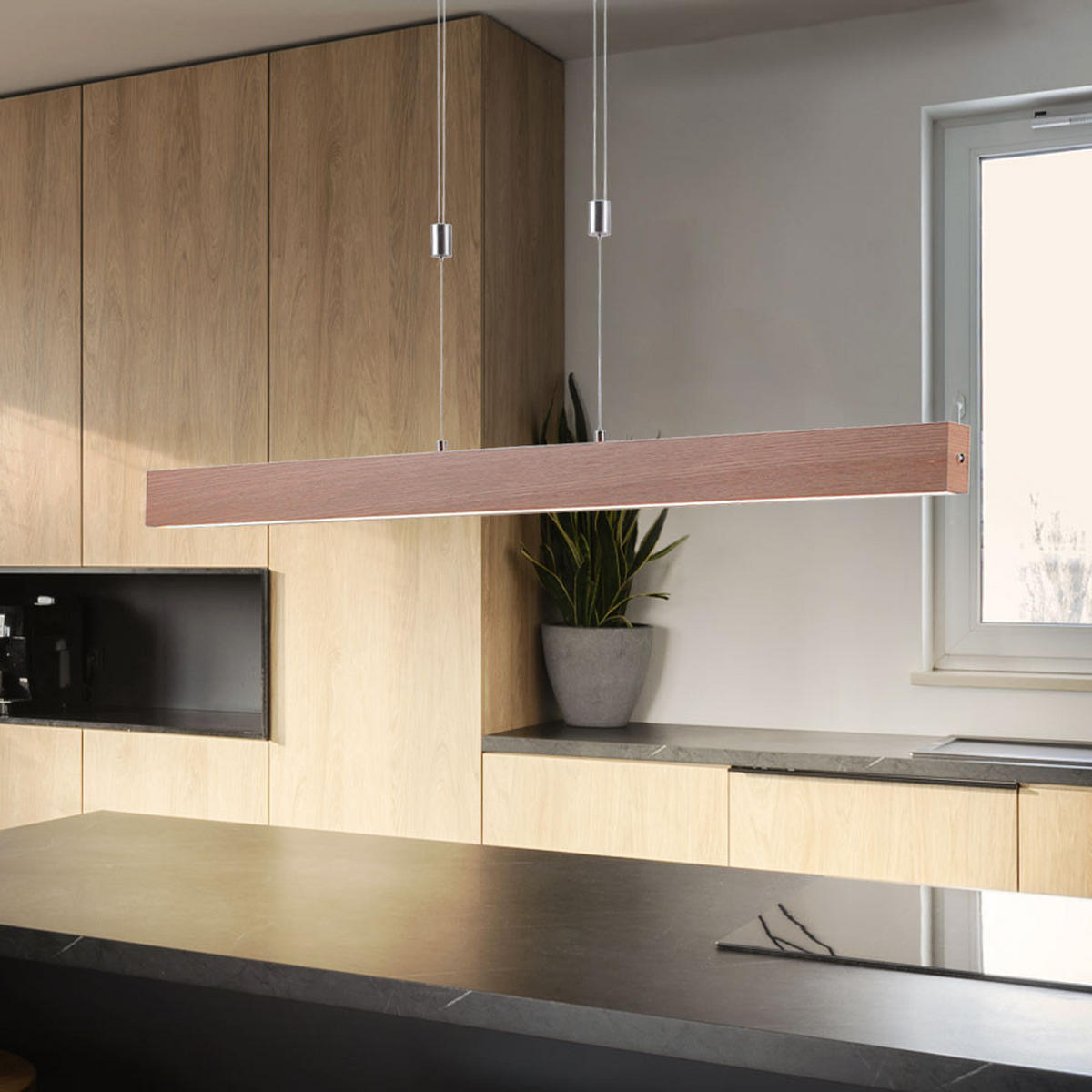 LED HÄNGELEUCHTE Holzoptik Braun - Braun, Metall (110/5/160cm)