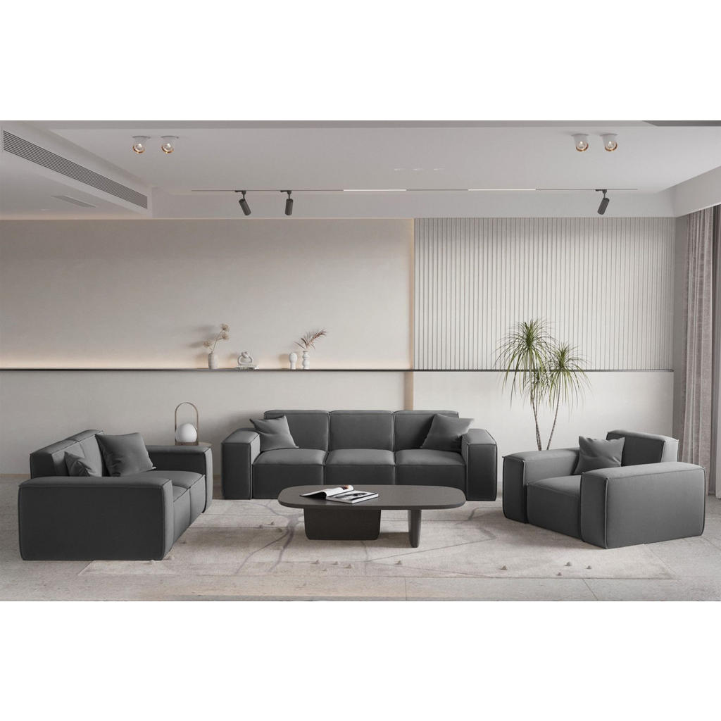Thumbnail - Fun Möbel Polsterhocker, Dunkelgrau, Textil, 105x40x105 cm, Wohnzimmer, Hocker, Sitzhocker