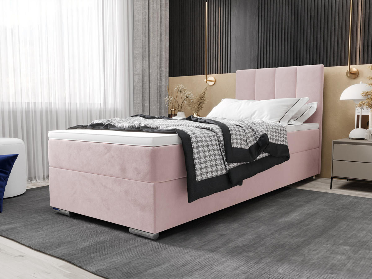 BOXBETT ZILANO 2 mit Matratze H3 und Topper 90x200 Itaka 58 - Pink, Holz/Textil (90/200cm) - Bedante