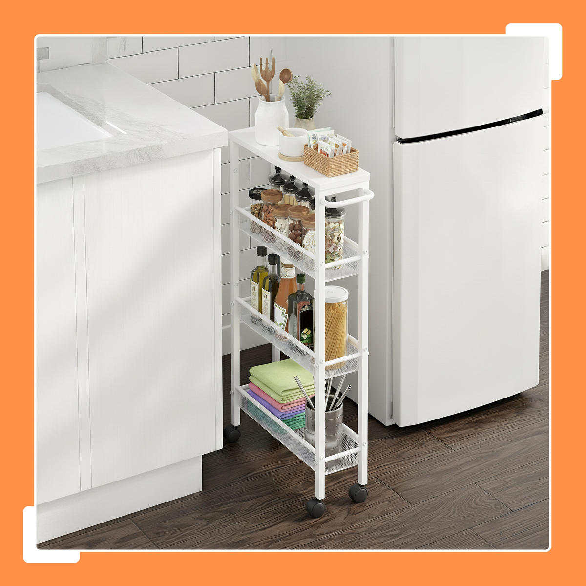 NISCHENWAGEN - Weiß, Holzwerkstoff/Kunststoff (13/77/45.5cm) - Relaxdays