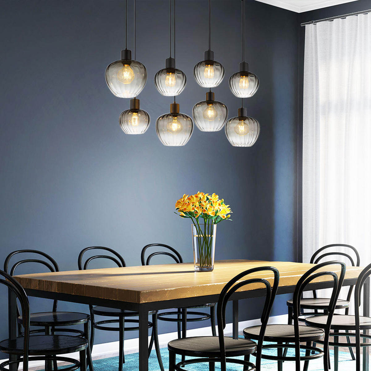 HÄNGELEUCHTE Metall Glas Rauchgrau - Grau, Glas (110/42/120cm) - Nowa