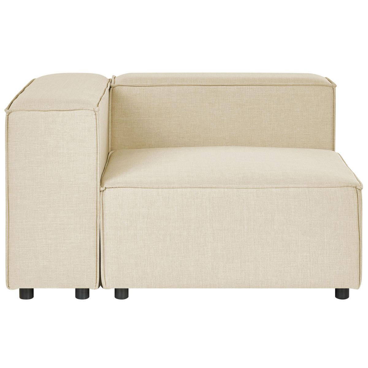 2-SITZER-ECKSOFA Leinen beige rechtsseitig Aprica - Beige/Schwarz, Textil (238/180cm) - Beliani