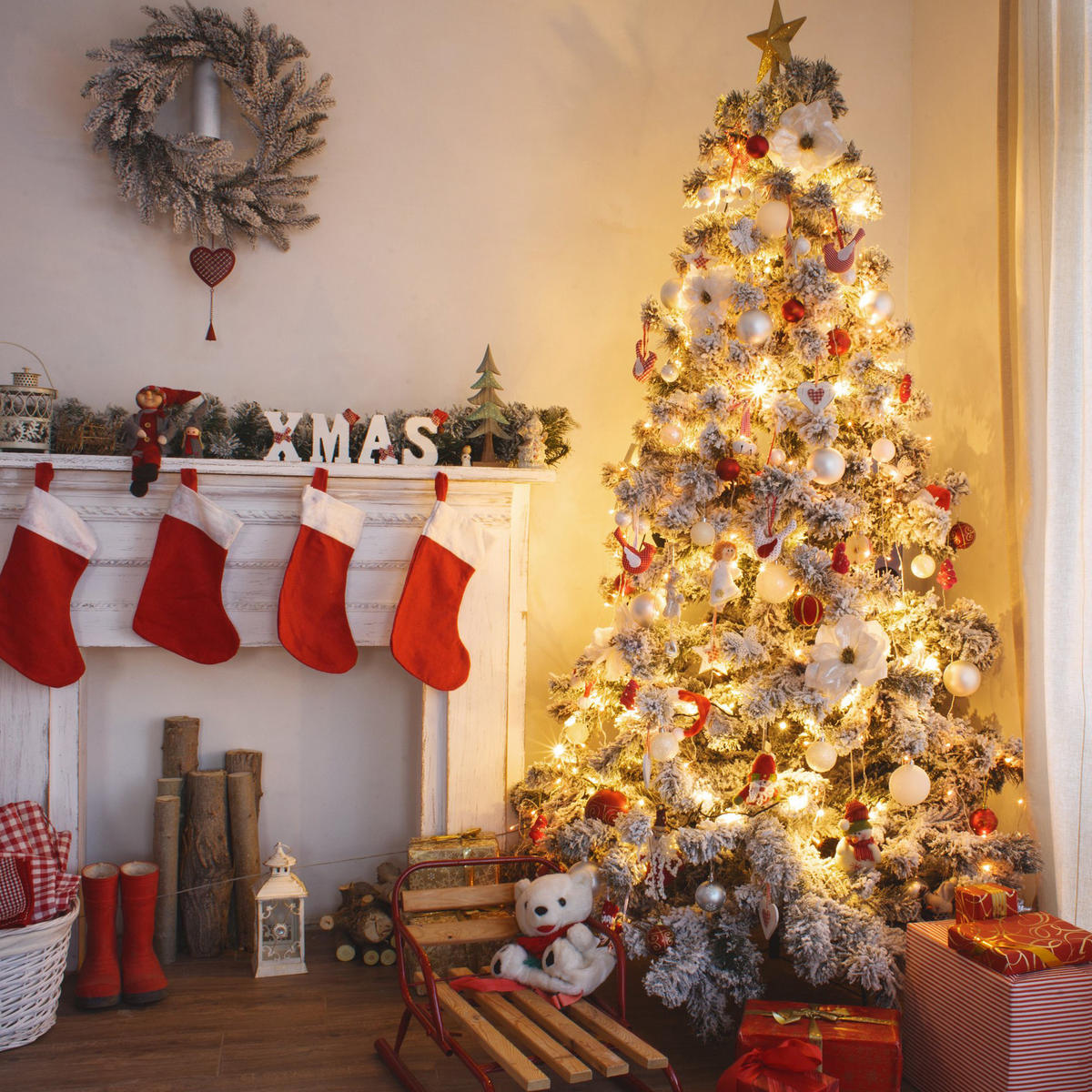 VERSCHNEITER WEIHNACHTSBAUM Weiß 105/105/180 cm - Weiß, Kunststoff (180cm) - Mobili Rebecca